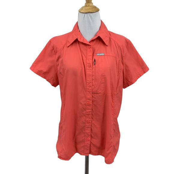 Columbia Shirt Womens L Large Nectarine Silver Ridge 2.0 Short Sleeve Button Up - Picture 1 of 12